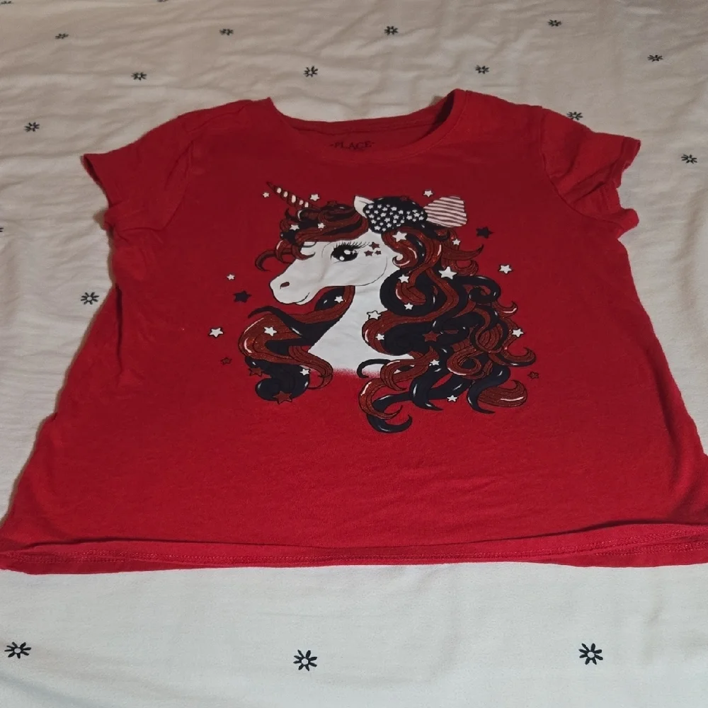 The Children's Place Red, White, And Blue Unicorn Tee